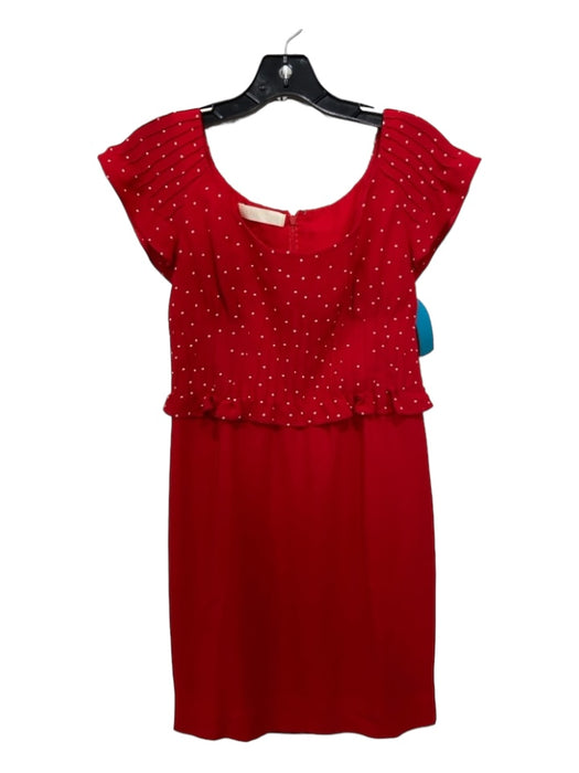 Valentino Size 6 Red & White Viscose Polka Dots U Neck Sleeveless Dress Red & White / 6