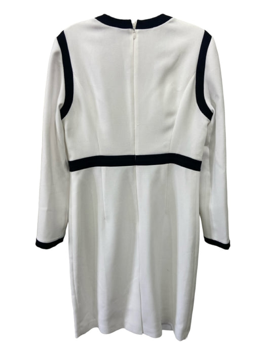 Scofield Size S White & Black V Neck Long Sleeve Textured Below knee Dress White & Black / S