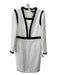 Scofield Size S White & Black V Neck Long Sleeve Textured Below knee Dress White & Black / S