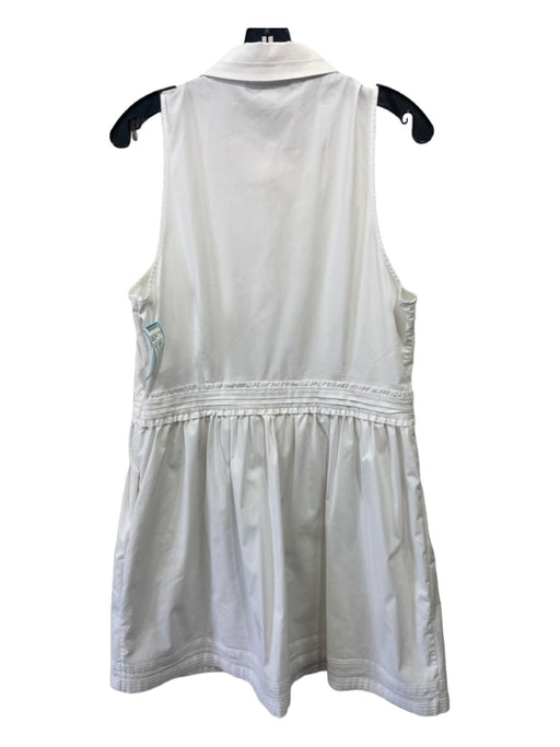 Diane Von Furstenberg Size 14 White Cotton Sleeveless Side Zip Ruffle Dress White / 14