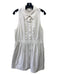 Diane Von Furstenberg Size 14 White Cotton Sleeveless Side Zip Ruffle Dress White / 14