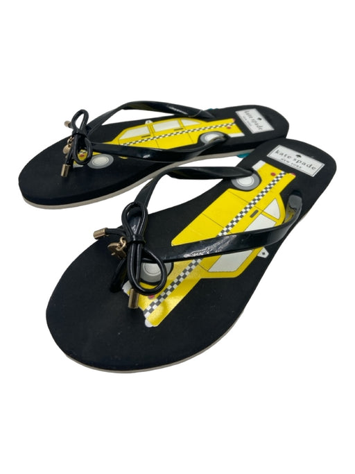 Kate Spade Shoe Size 8 Black & Yellow Foam Flip Flop Bow Taxi Cab Sandals Black & Yellow / 8