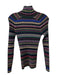 Milly Size S Black & Multi Viscose Blend Long Sleeve Striped turtle neck Sweater Black & Multi / S