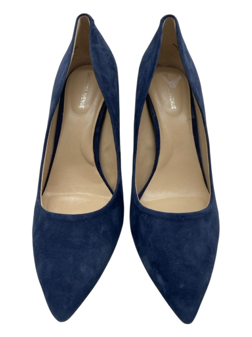 Saks Fifth Ave Shoe Size 7.5 Navy Suede Pointed Almond Toe Stiletto Heels Navy / 7.5