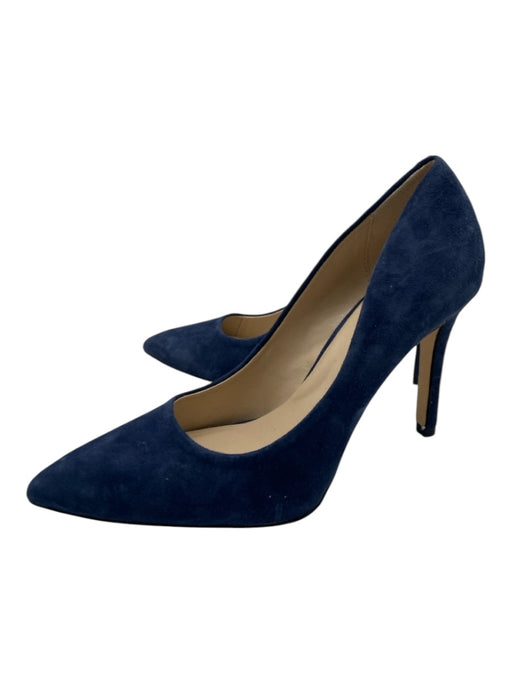 Saks Fifth Ave Shoe Size 7.5 Navy Suede Pointed Almond Toe Stiletto Heels Navy / 7.5