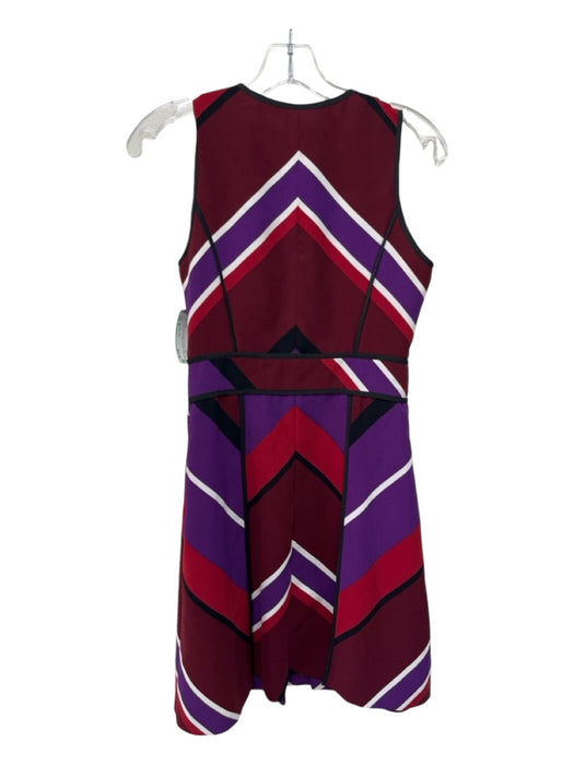 Sportmax Code Size 6 Purple, Red, White Polyester Flap Chevron Front Split Dress Purple, Red, White / 6