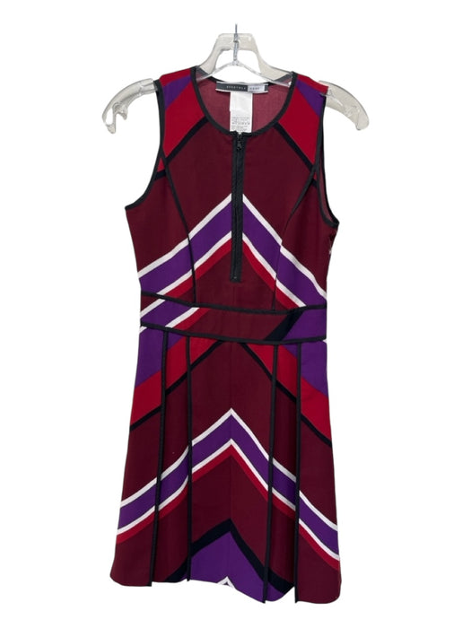 Sportmax Code Size 6 Purple, Red, White Polyester Flap Chevron Front Split Dress Purple, Red, White / 6