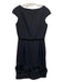 Badgley Mischka Size 10 Black Wool Blend Sleeveless Velvet Accents Dress Black / 10