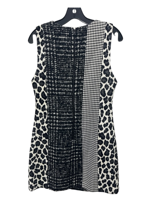 Alice + Olivia Size 6 Black & White Wool Blend Pattern Block Sleeveless Dress Black & White / 6