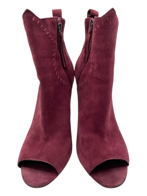 Rebecca Minkoff Shoe Size 11 Burgundy Red Suede Peep Toe Stitch Detail Booties Burgundy Red / 11