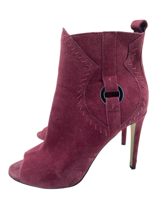 Rebecca Minkoff Shoe Size 11 Burgundy Red Suede Peep Toe Stitch Detail Booties Burgundy Red / 11