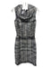 Oscar De La Renta Size 8 Gray Print Wool Blend Tweed Collar Belt attached Dress Gray Print / 8