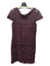 Tadashi Shoji Size 16 Plum Print Rayon Blend Lace Cap Sleeve Knee Length Dress Plum Print / 16