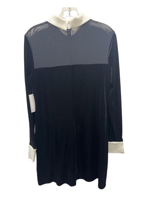 Bailey 44 Size L Black & White Polyester Velvet Sheer Panel Collar Cuff Dress Black & White / L