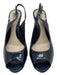 Gucci Shoe Size 38.5 Navy Patent Leather Peep Toe Slingback Skinny Pumps Navy / 38.5