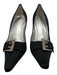 St John Shoe Size 10 Black Satin Rhinestone Detail Pointed Toe Pumps Black / 10