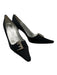 St John Shoe Size 10 Black Satin Rhinestone Detail Pointed Toe Pumps Black / 10