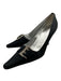 St John Shoe Size 10 Black Satin Rhinestone Detail Pointed Toe Pumps Black / 10