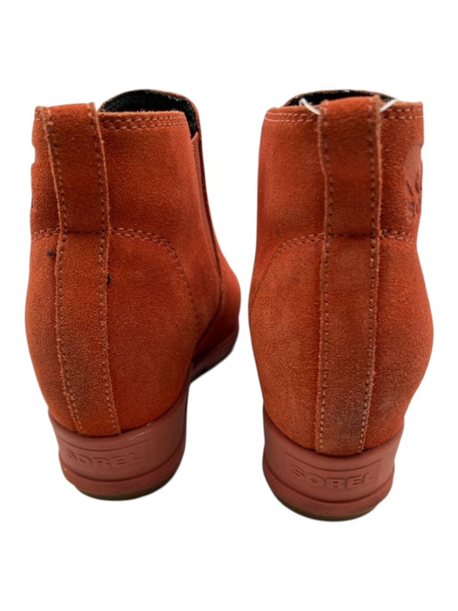 Sorel Shoe Size 6.5 Orange Suede Upper Rubber Sole Solid Wedge Booties Orange / 6.5