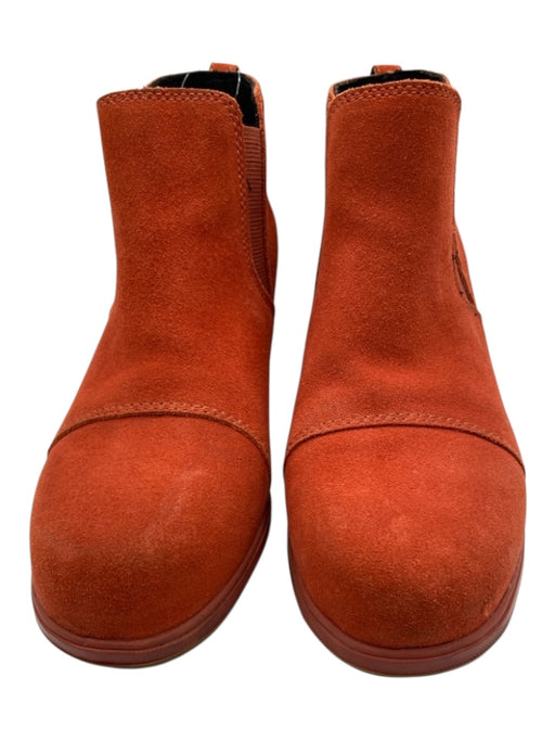 Sorel Shoe Size 6.5 Orange Suede Upper Rubber Sole Solid Wedge Booties Orange / 6.5
