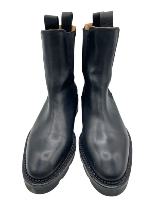 Alexander Wang Shoe Size est 9 Black Leather Upper Elastic Side Pull Tab Boots Black / est 9