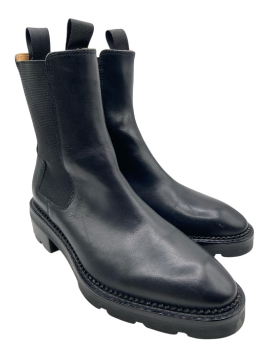 Alexander Wang Shoe Size est 9 Black Leather Upper Elastic Side Pull Tab Boots Black / est 9