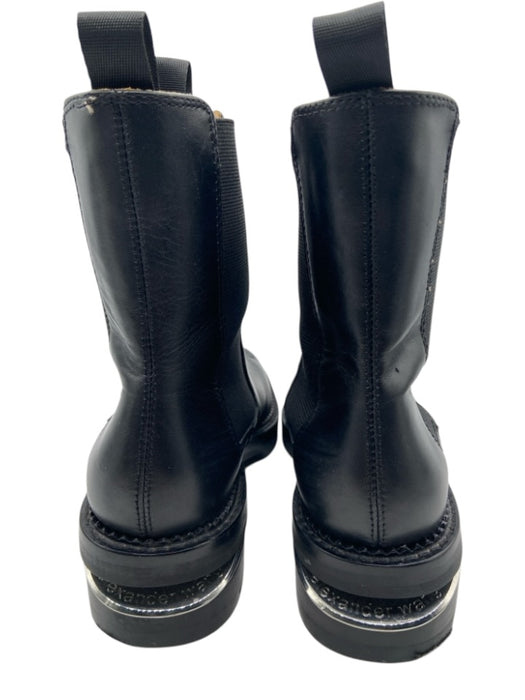 Alexander Wang Shoe Size est 9 Black Leather Upper Elastic Side Pull Tab Boots Black / est 9