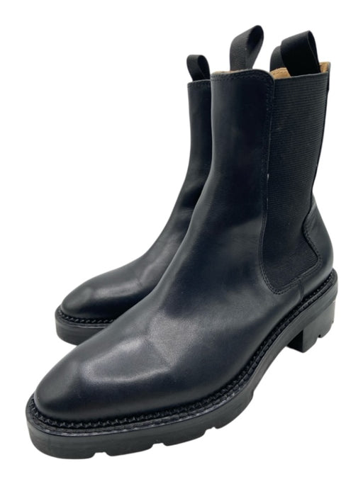 Alexander Wang Shoe Size est 9 Black Leather Upper Elastic Side Pull Tab Boots Black / est 9