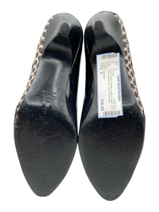 Castaner Shoe Size 9 Black, Beige & White Leather Upper Toe cap Almond Toe Pumps Black, Beige & White / 9