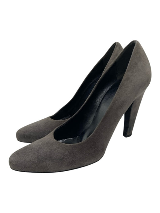 Prada Shoe Size 37.5 Gray Leather Upper Suede Almond Toe Pumps Gray / 37.5