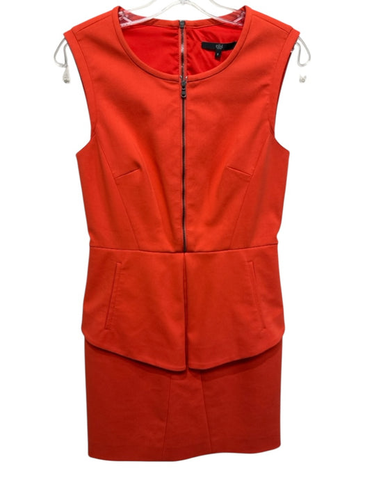 Tibi Size 8 Orange Cotton & Polyester Sleeveless Zip Front Zip Back Panel Dress Orange / 8