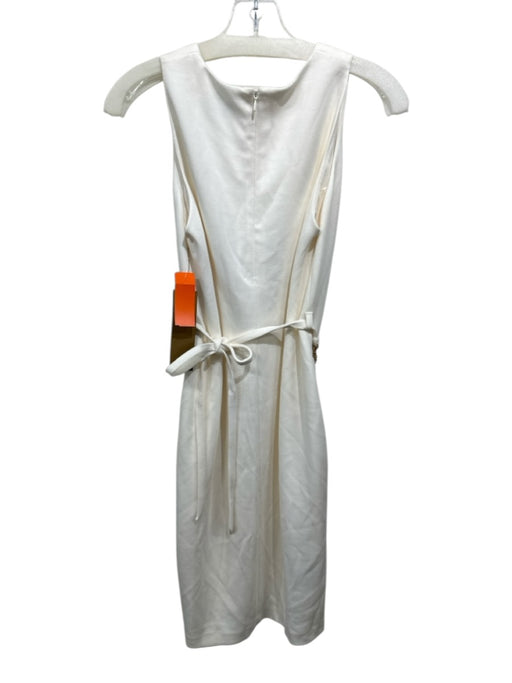 Donna Karan Size 4 White Polyester Back Zip Chain Detail Sleeveless Dress White / 4
