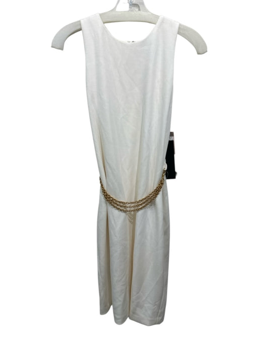 Donna Karan Size 4 White Polyester Back Zip Chain Detail Sleeveless Dress White / 4