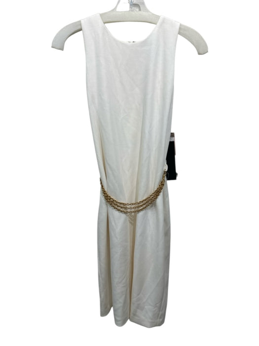 Donna Karan Size 4 White Polyester Back Zip Chain Detail Sleeveless Dress White / 4