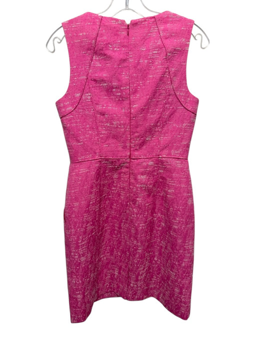 Shoshanna Size 4 Hot Pink & White Sleeveless Textured V Neck Pockets Dress Hot Pink & White / 4