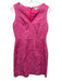 Shoshanna Size 4 Hot Pink & White Sleeveless Textured V Neck Pockets Dress Hot Pink & White / 4