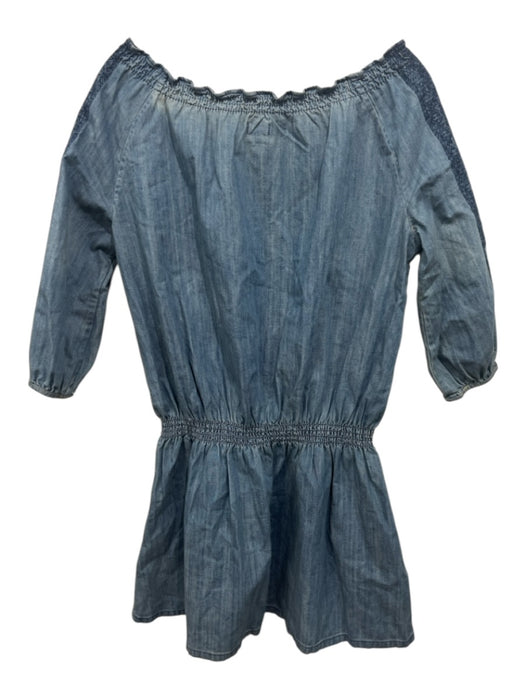 Ralph Lauren Size 16 Medium Wash Cotton Blend Half Sleeve Embroidered Dress Medium Wash / 16