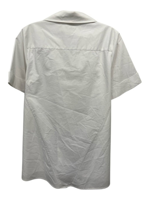 Hinson Wu Size 2 White Cotton Blend Short Cuff Sleeve Button Front Collar Top White / 2