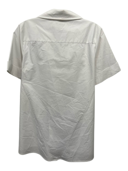 Hinson Wu Size 2 White Cotton Blend Short Cuff Sleeve Button Front Collar Top White / 2