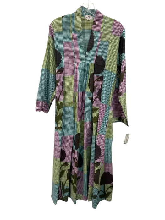 Sundara Size S White & Multi Maxi Long Sleeve gingham Buttons Dress White & Multi / S