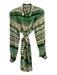 Alexis Size S Green & White Rayon & Silk Long Sleeve Buttons Knee length Dress Green & White / S