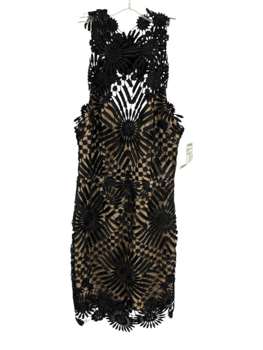 Saylor Size M Black & Beige Polyester Sleeveless Embroidered Open Back Dress Black & Beige / M