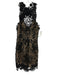 Saylor Size M Black & Beige Polyester Sleeveless Embroidered Open Back Dress Black & Beige / M