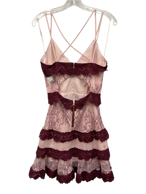 Talulah Size S Maroon & Pink Polyester Sleeveless Embroidered Knee Length Dress Maroon & Pink / S