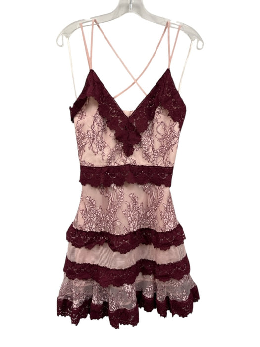 Talulah Size S Maroon & Pink Polyester Sleeveless Embroidered Knee Length Dress Maroon & Pink / S