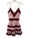 Talulah Size S Maroon & Pink Polyester Sleeveless Embroidered Knee Length Dress Maroon & Pink / S