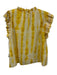 Marie Oliver Size XS Yellow & White Linen & Silk Ruffle Cap Sleeve Top Yellow & White / XS