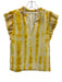 Marie Oliver Size XS Yellow & White Linen & Silk Ruffle Cap Sleeve Top Yellow & White / XS