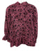 Derek Lam 10 Crosby Size 6 Pink & Navy Cotton Long Sleeve Floral Tie Neck Top Pink & Navy / 6