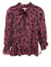 Derek Lam 10 Crosby Size 6 Pink & Navy Cotton Long Sleeve Floral Tie Neck Top Pink & Navy / 6